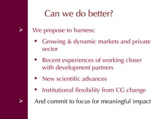 Shaping a new CGIAR Mega Program on Livestock and Fish