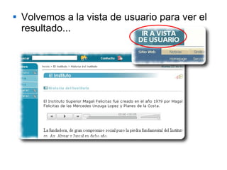 Volvemos a la vista de usuario para ver el resultado... 
