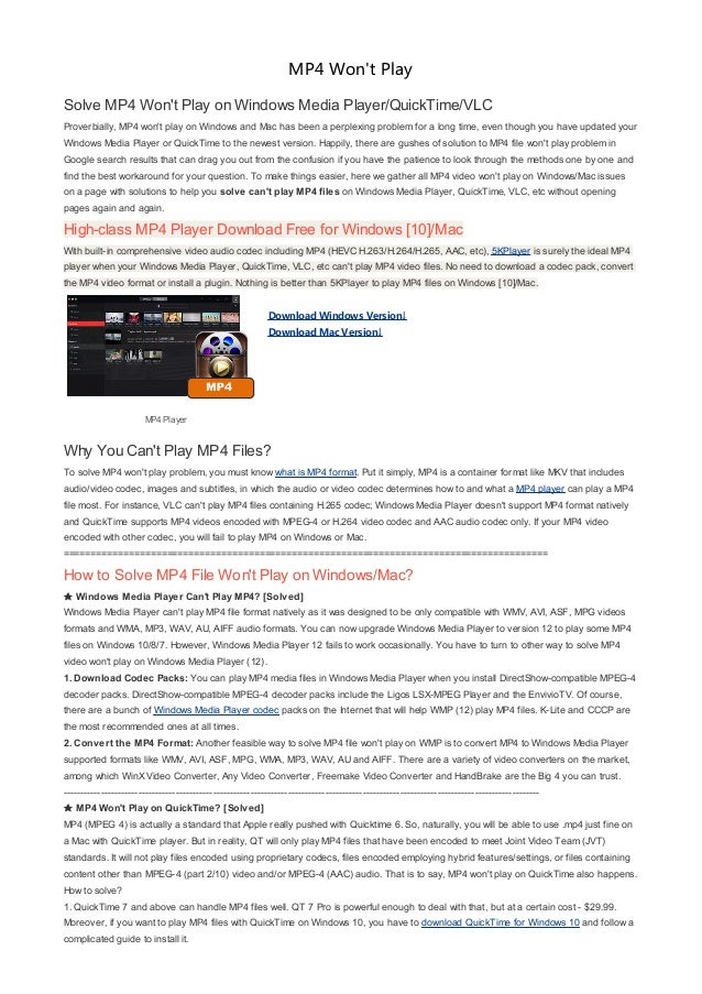 solve mp4 wont play on windows and mac play mp4 on mac