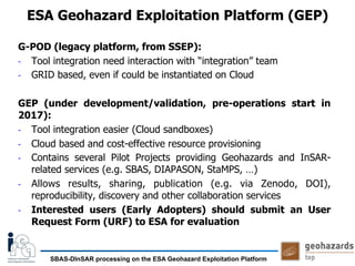 SBAS-DInSAR processing on the ESA Geohazards Exploitation Platform | PDF