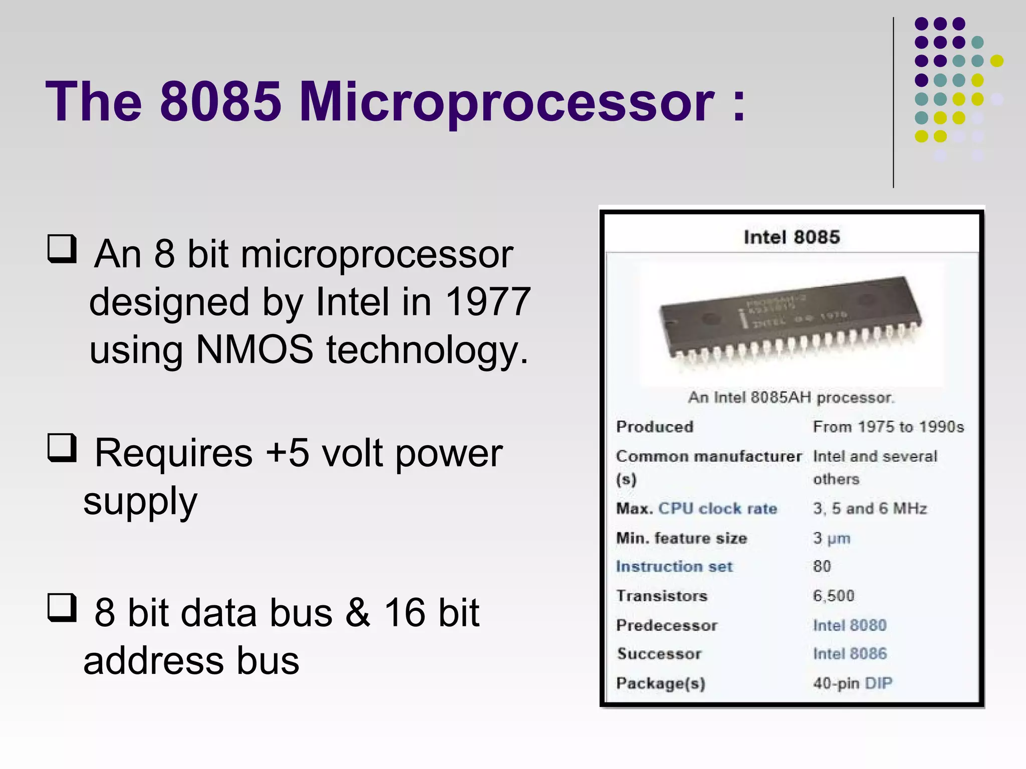 MP&AL presentation (8085 microprocessor architecture) | PPT
