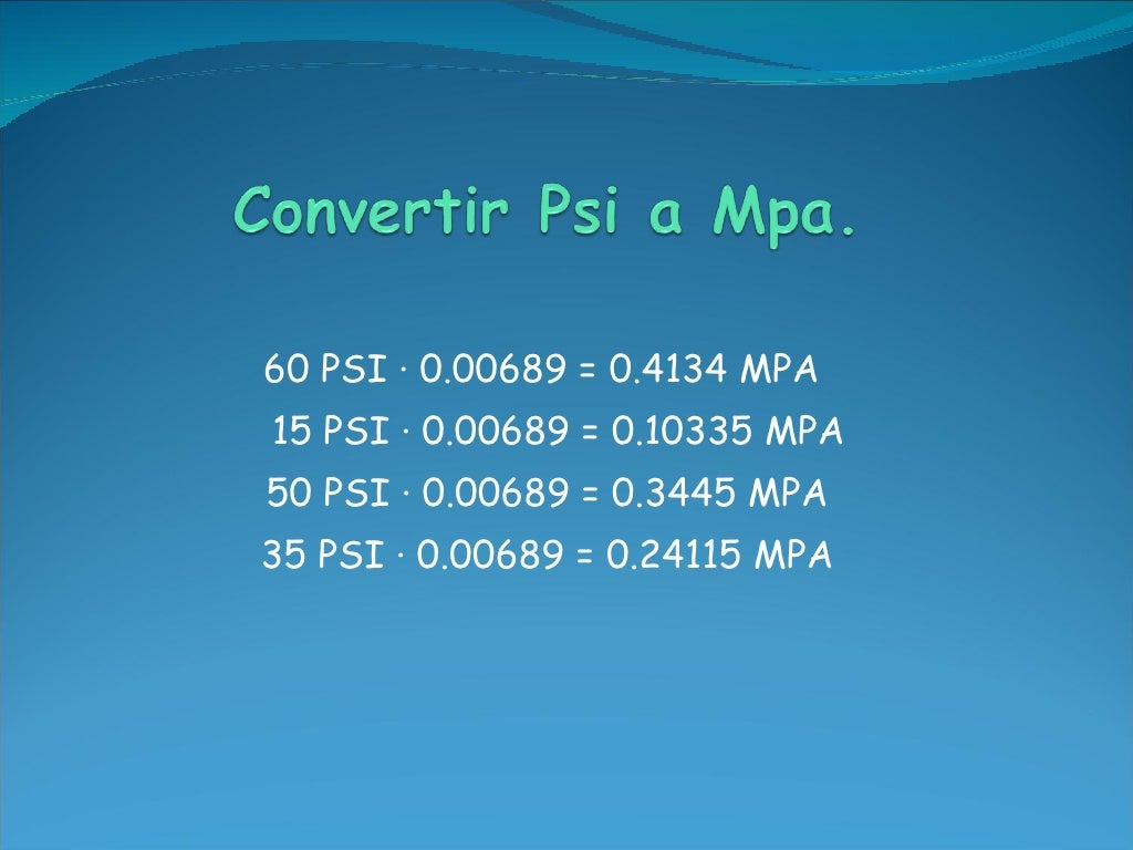 85 psi to mpa 85 psi to mpa