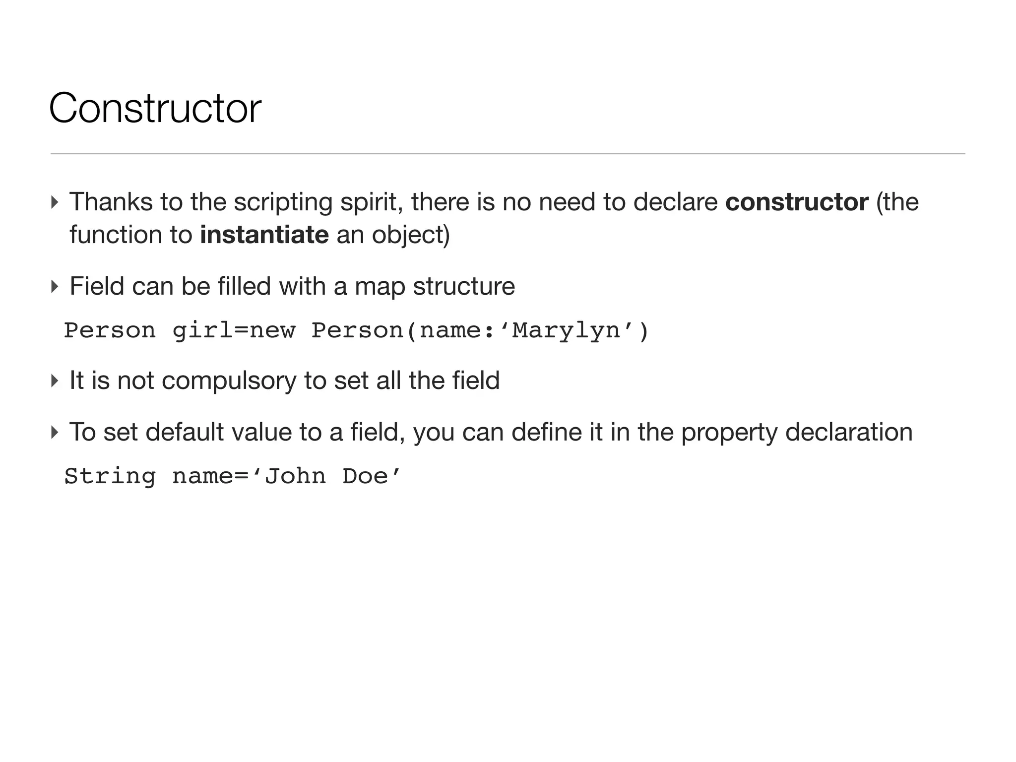 Making a new class

‣ By convention, class name starts with an upper case (when variable usually
  start with lower case)
‣ Within a source directory, create a package (a subdirectory structure,
  where ‘.’ is a directory path separator), for example
 unige.mpb.eop.proteomics.sequence
‣ In eclipse File -> new -> package (<ctrl>-N package)
‣ Within this package, create a class : File -> new -> groovy class and set
  name Protein.

‣ A Protein.groovy file is create with
 package unige.mpb.eop.proteomics.sequence
 class Protein{
    ...
 }
 