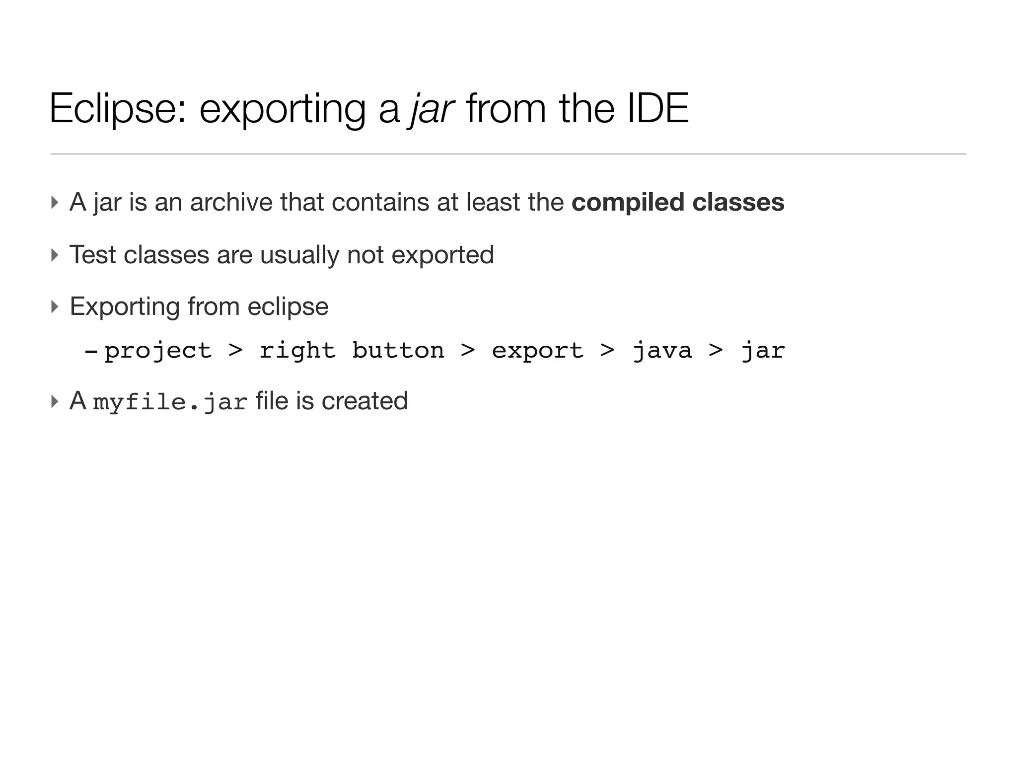 Parsing command line arguments   (cont’d)

‣ Parsing the command line
 def options = cli.parse(args)
 if (!options) return
‣ Check --help
 if (options.help) cli.usage()
 