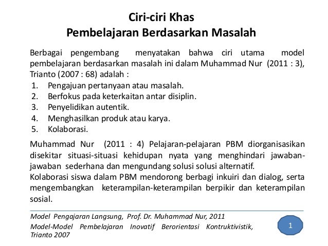 Model Pembelajaran Berdasarkan Masalah Model Pembelajaran Berdasarkan Masalah