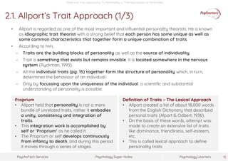 Theories of Personality: State and Trait Approaches to Personality