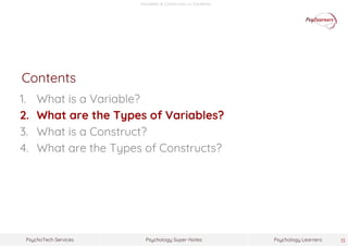 Variables and Constructs in Research | PDF