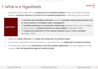 Hypothesis Formulation in Psychological Research | PDF