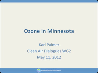 Kari	
  Palmer	
  
Clean	
  Air	
  Dialogues	
  WG2	
  
     May	
  11,	
  2012	
  
 