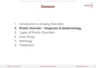 Psychology Super-Notes
PsychoTech Services Psychology Learners
Psychopathology >> Clinical Features of Anxiety Disorders -...
