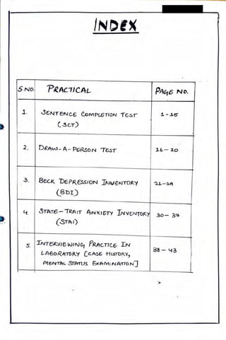 IGNOU Sample Practical File for MPCE014 Clinical Psychology SK | PDF