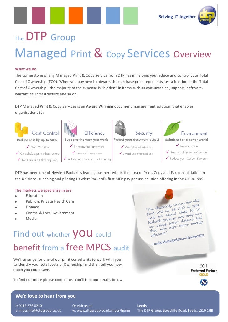 Managed Print and Copy Services Overview