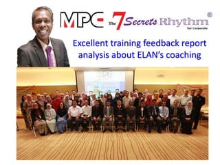 Excellent training feedback report
analysis about ELAN’s coaching
 