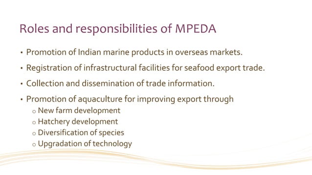 MPEDA (Marine Products Export Development Authority) | PPTX