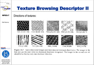 Texture Browsing Descriptor II Directions of textures: 