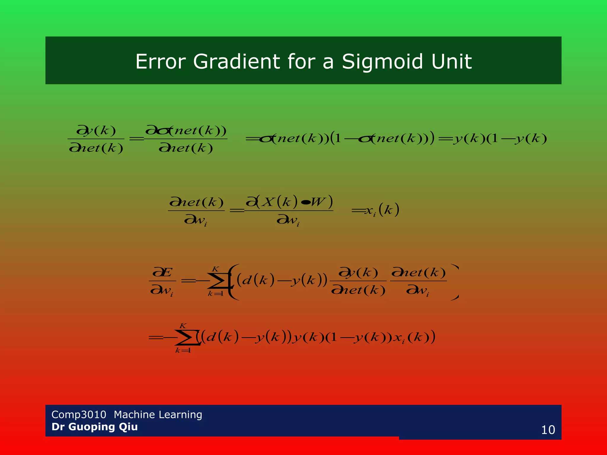 Error Gradient for a Sigmoid Unit 