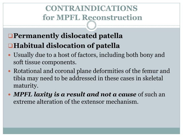 Medial Patellofemoral Ligament (MPFL) reconstruction 2014 | PPTX ...