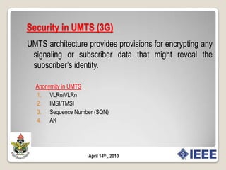 SECURITY IN UMTS(3G) NETWORKS