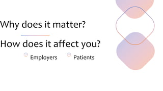 Employers
Why does it matter?
How does it affect you?
Patients
 