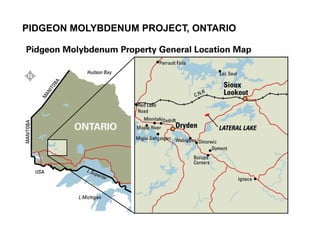 PIDGEON MOLYBDENUM PROJECT, ONTARIO
 