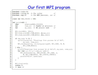 Our first MPI program
 