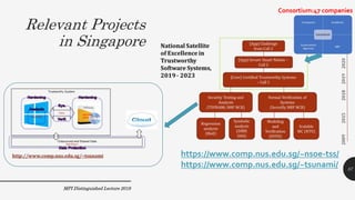 Relevant Projects
in Singapore
https://www.comp.nus.edu.sg/~nsoe-tss/
https://www.comp.nus.edu.sg/~tsunami/
Consortium:47 companies
MPI Distinguished Lecture 2019
57
 