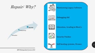 Repair: Why?
MPI Distinguished Lecture 2019
Education
Productivity
Security
19
 