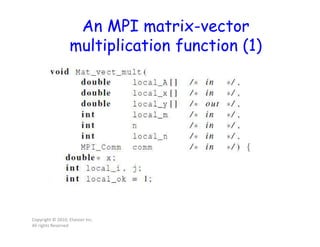 An MPI matrix-vector
multiplication function (1)
Copyright © 2010, Elsevier Inc.
All rights Reserved
 