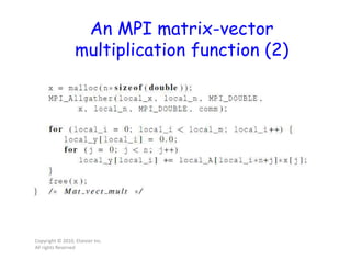 An MPI matrix-vector
multiplication function (2)
Copyright © 2010, Elsevier Inc.
All rights Reserved
 