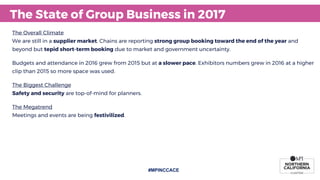 #MPINCCACE
MPINCC Annual Conference & Expo
2017The State of Group Business in 2017
The Overall Climate
We are still in a s...