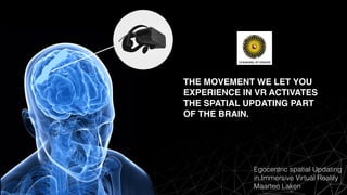 Egocentric spatial Updating
in Immersive Virtual Reality 
Maarten Laken
THE MOVEMENT WE LET YOU
EXPERIENCE IN VR ACTIVATES
THE SPATIAL UPDATING PART
OF THE BRAIN.
 