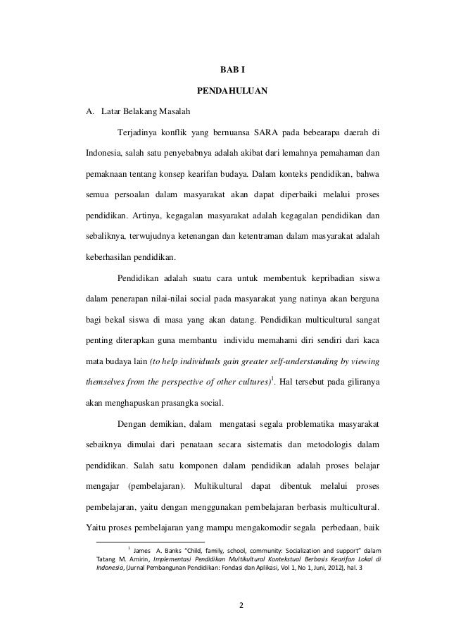 Latar Belakang Masalah Pendidikan Multikultural