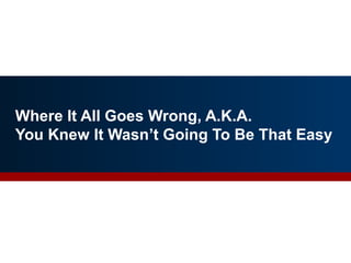 Where It All Goes Wrong, A.K.A.
You Knew It Wasn’t Going To Be That Easy
15
 