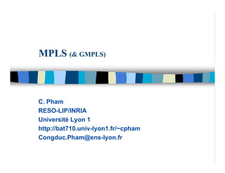 MPLS (& GMPLS)



C. Pham
RESO-LIP/INRIA
Université Lyon 1
http://bat710.univ-lyon1.fr/~cpham
Congduc.Pham@ens-lyon.fr
 