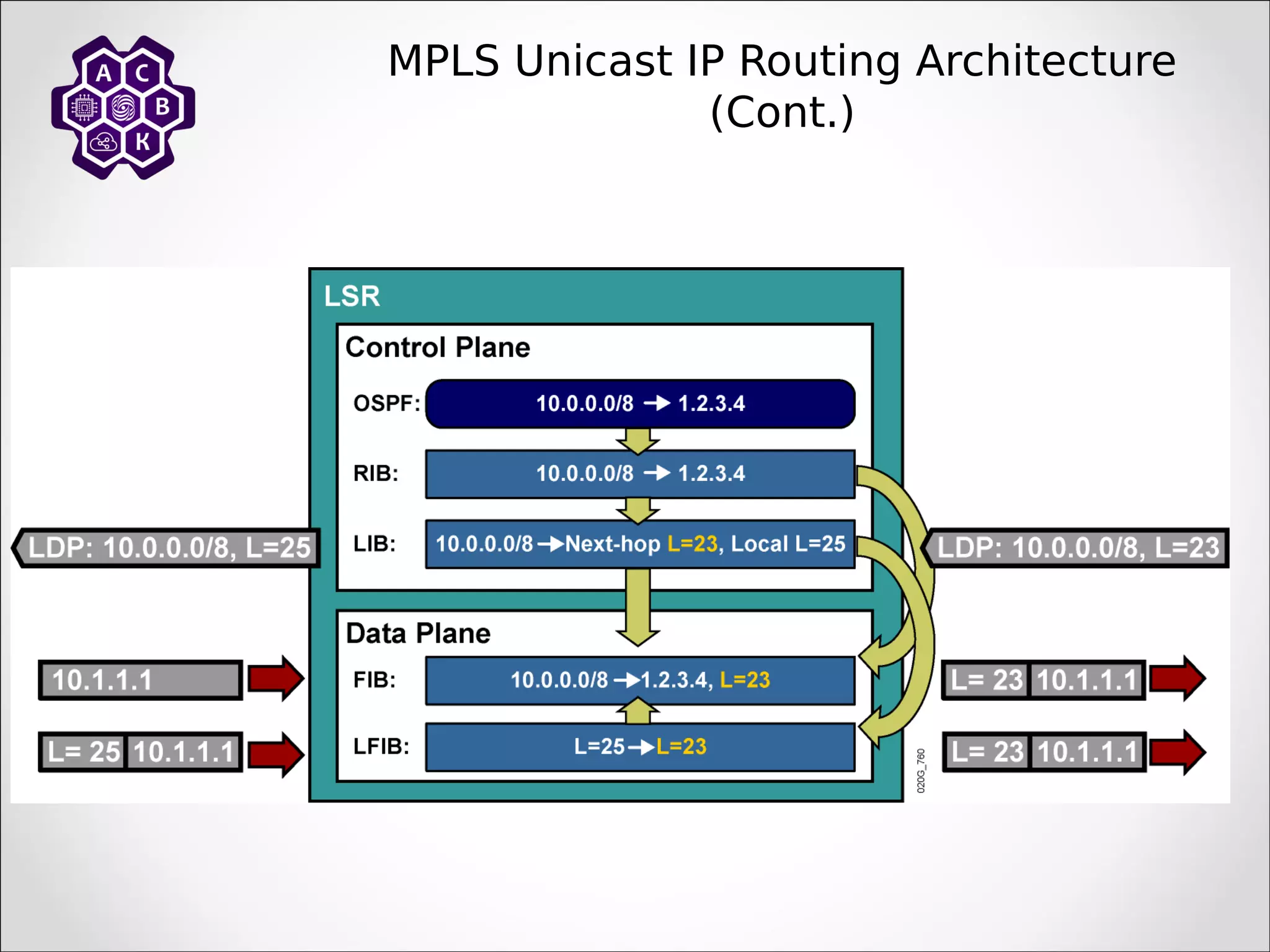 MPLS Unicast IP Routing Architecture
(Cont.)
 
