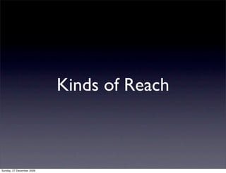 Kinds of Reach



Sunday, 27 December 2009
 