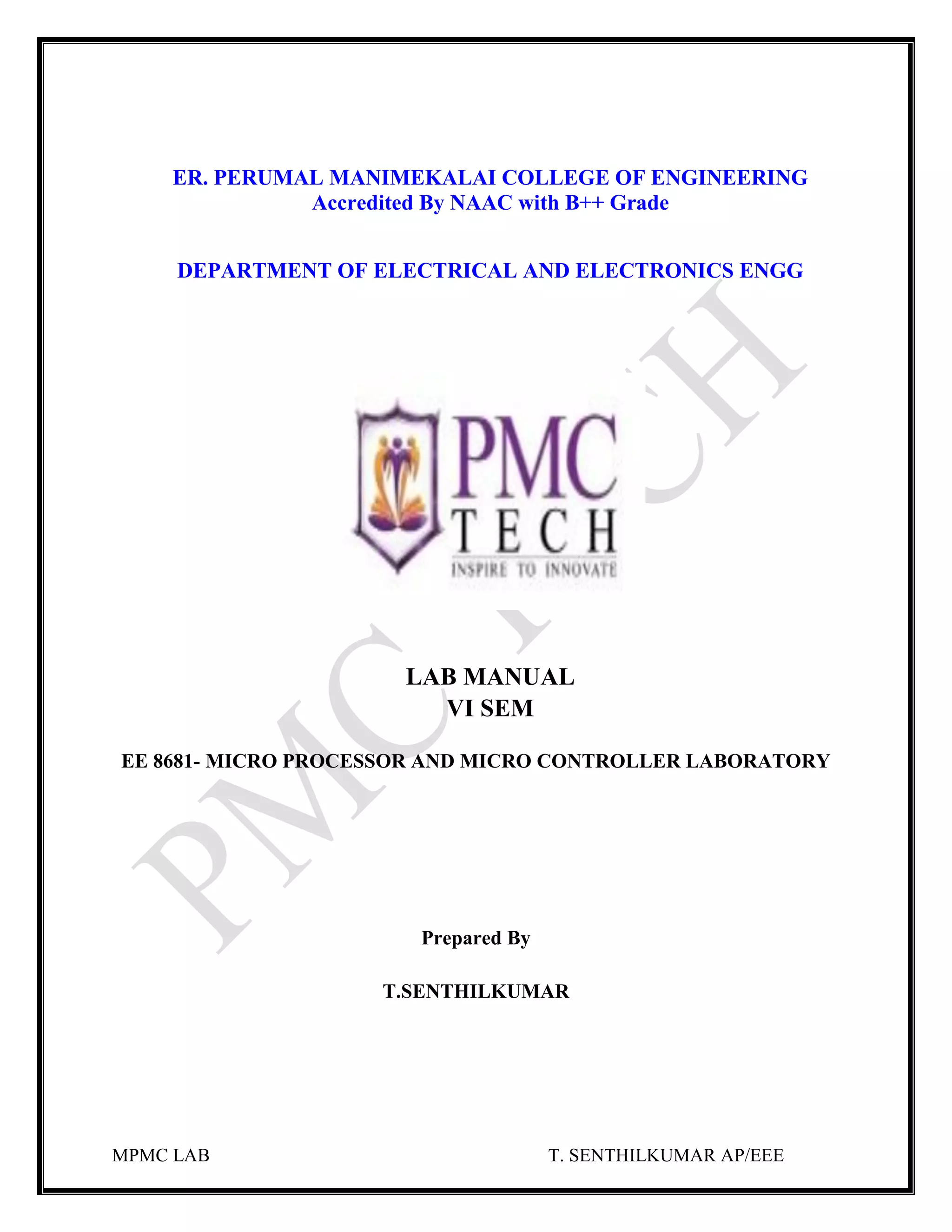 MPMC LAB MANUAL EEE PDF