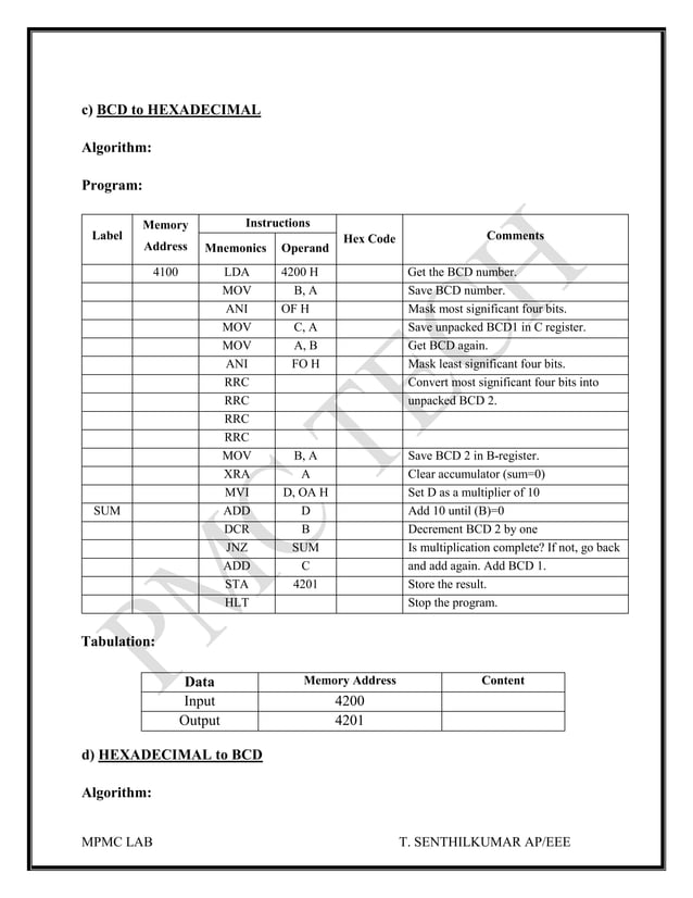 MPMC LAB MANUAL EEE | PDF | Computing | Technology & Computing
