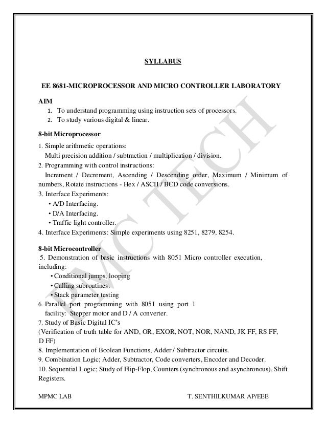 Mpmc Lab Manual Eee Mpmc Lab Manual Eee