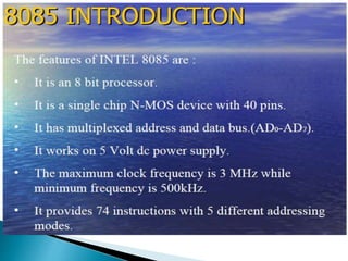 MICROPROCESSOR 8085 ppt | PPTX