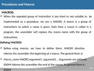 Macro Instructions Microprocessors & Microcontrollers Architecture and Description | PPTX