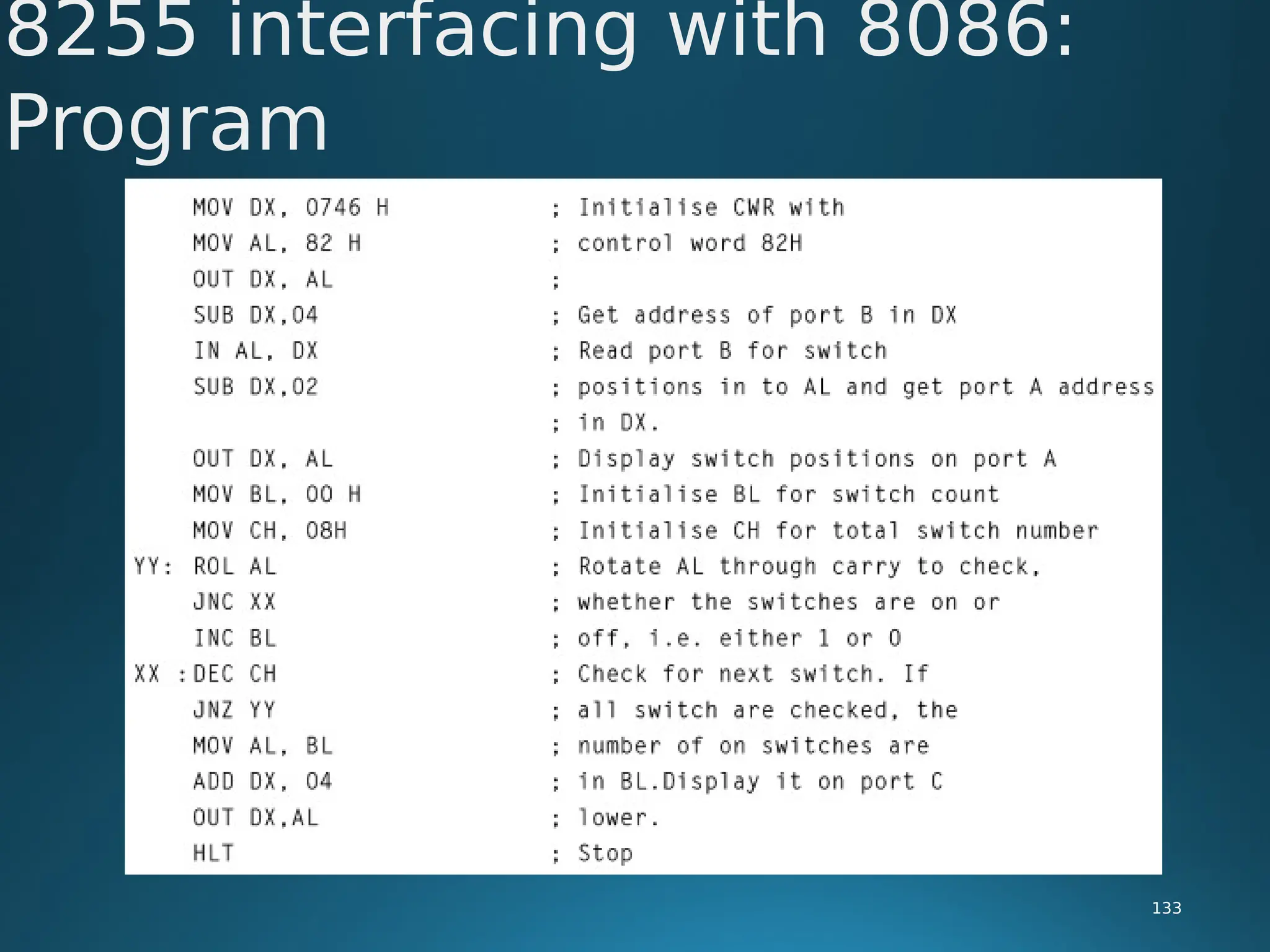 8255 interfacing with 8086:
Program
133
 