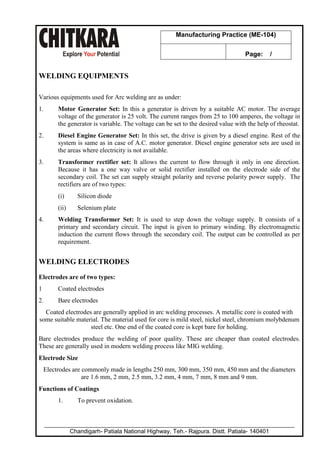 Manufacturing Practice - Lab Manual - B.Tech. - Mechanical Engineering ...