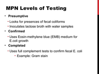 MPN and estimating coliforms for water quality assessment(2) (1).ppt