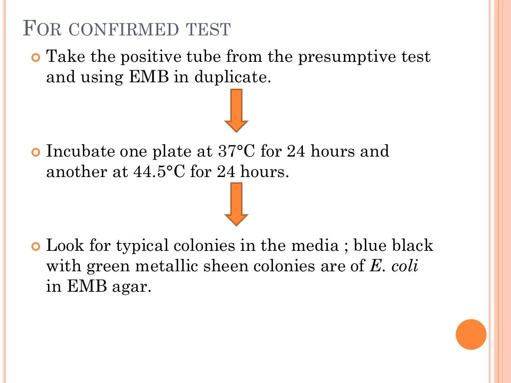 Bacteriological analysis of drinking water by MPN method.