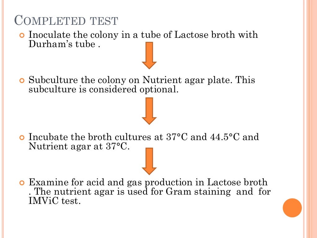 Bacteriological analysis of drinking water by MPN method.
