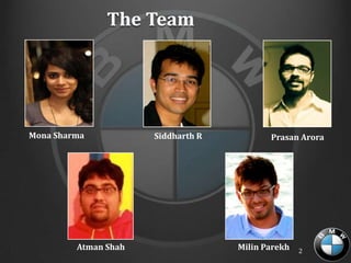 The Team




Mona Sharma           Siddharth R          Prasan Arora




         Atman Shah                 Milin Parekh   2
 