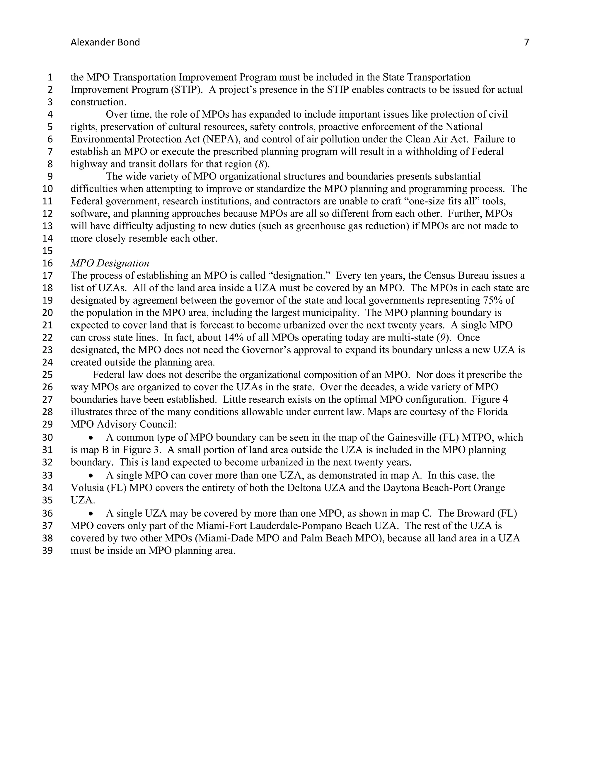 Establishing an MPO Boundary: the MSA vs. UZA Standard | PDF