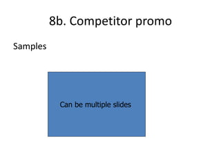8b. Competitor promo Samples Can be multiple slides  