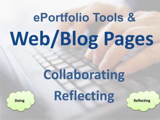 Web/Blog Pages
Collaborating
Reflecting
ePortfolio Tools &
Doing Reflecting
 